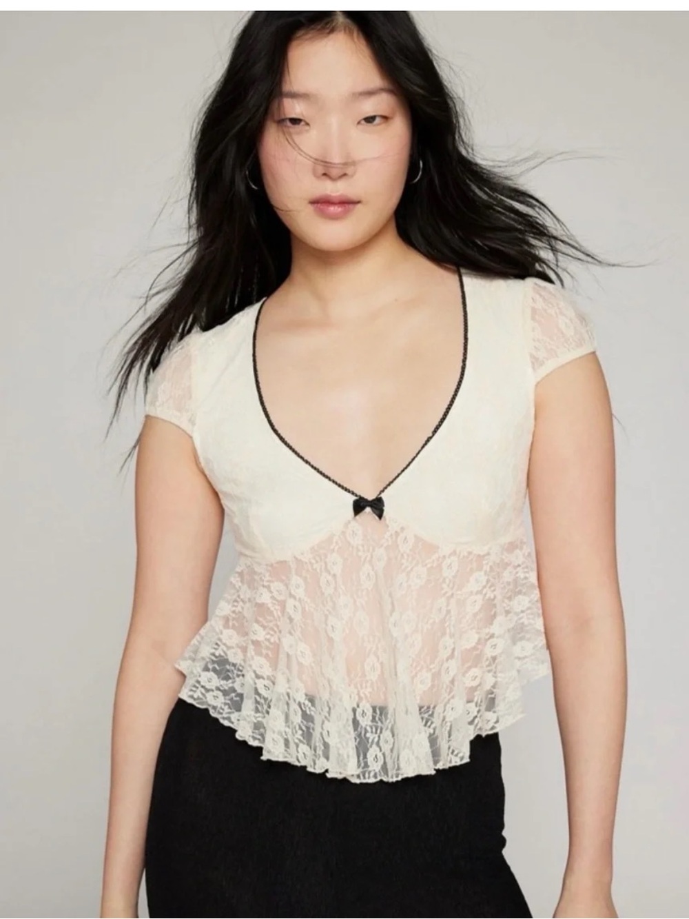 Kimchi Blue Lace Top Black/White